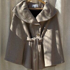 Calvin Klein Taupe Cape Coat with Belt – Size S/M